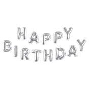 Set balona Festa - Happy Birthday, srebrasti, 13 komada