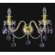 Casa Padrino luxury baroque double wall lamp gold/purple 38 x 20 x H. 26 cm - Baroque style wall lamp with crystal hangings - Baroque lights - Noble & magnificent