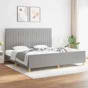 Greatstore Posteljni okvir z vzglavjem svetlo siv 200x200 cm blago