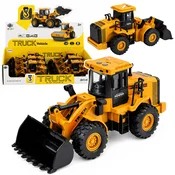 Gradbeno vozilo LEAN TOYS Bager z gibljivo žlico, rumena 1:43