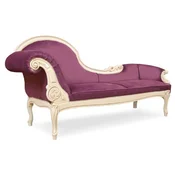 Casa Padrino luxury baroque chaise longue purple/cream - Magnificent solid wood recamier - Luxury living room furniture in baroque style - Baroque furniture - Noble & magnificent