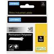 DYMO RHINO IND trak 9 mm, črna na metalni, trajni poliester