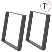 Vidaxl Noge za jedilno mizo v obliki črke U, 2 kosa, antracitne, 90 x (72-73) cm, jeklo