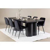 Venture Design Jedilna miza in stol komplet Olivia Night 210x100x77 cm črna