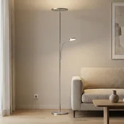 Knapstein Stropna svetilka LED z možnostjo zatemnitve Hades z bralno roko LED - Dnevna soba/jedilnica - Sodobni - mat nikelj - Kovina