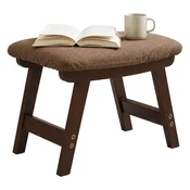 Northix Rjav ergonomski tabure, bukev in lan, 29x40x25 cm
