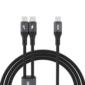slomart Kabel Dudao L3F 2v1 100W 1,2m 2 x USB-C - črn