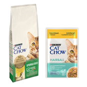 10kg /15kg PURINA Cat Chow + 26x 85g mokre hrane gratis! - 15 kg Adult Special Care Sterilised + Hairball piletina i zelene mahune