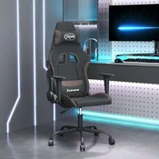 vidaXL Masažni gaming stol črno in taupe blago
