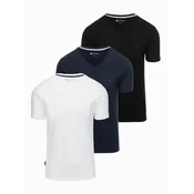 Ombre Set of shirts with V neckline and elastane and subtle logo 3-pack