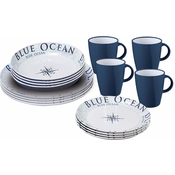 Brunner 16 delni set krožnikov iz melamina BLUE OCEAN