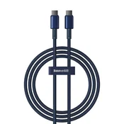 Pleteni kabel za punjenje i prijenos podataka 100W USB-A u USB-C kabel Baseus Tungsten Gold - 1m - navy blue