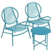 Songmics Set balkonskega pohištva 3-delni miza 50x45 cm stoli 68x74x78 cm modra