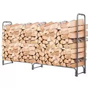 Northix Zunanje stojalo za drva 240 cm železo PVC pokrov črno