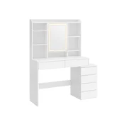 Songmics Toaletna mizica LED osvetlitev 117.5x40x145 cm bela