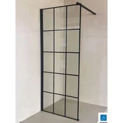LINNI Tuš paravan walk-in Elegance, Crno providno staklo 8mm, Crni profil, 80x200cm