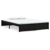 Vidaxl Posteljni okvir črn iz trdnega lesa 140x190 cm
