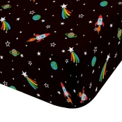 Črna napenjalna enojna otroška rjuha 90x190 cm Rainbow Rockets – Catherine Lansfield