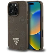 Guess Etui Guess Grained Hot Stamp Peony Triangle Logo MagSafe za iPhone 16 Pro - rjavo