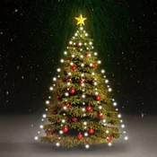 VIDAXL lučke za novoletno jelko - 180 LED lučk (hladno bele), 180cm