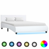 Okvir za krevet od umjetne kože LED bijeli 140 x 200 cm
