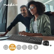 Nedis Miška in tipkovnica | Brezžično | Povezava miške in tipkovnice: USB | 800/1200/1600 dpi | Nastavljiv DPI | QWERTY | Postavitev ND