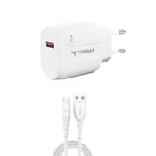 Brzi Zidni Punjac | 20W | Kabel USB-A na Type-C | 1.0 m | TORIMA