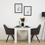 Homestyle4U Jedilni komplet, 80x80x75 cm, bela, z 2 stoli, antracit