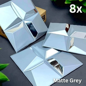 Reflectiva™ 3D stenski paneli z ogledalom 50 x 50 cm – komplet 8 kosov - Mat siva
