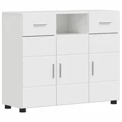 Vidaxl Strani šal z vrati Bela z visokim sijajem 88.5 x 30.5 x 73 cm