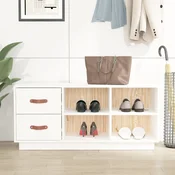 Vidaxl vidaXL Omarica za čevlje bela 100x34x45 cm masivni borov les