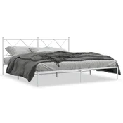 Vidaxl Kovinski posteljni okvir z vzglavjem bel 183x213 cm