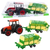 LEAN TOYS rdeči traktor z zeleno-rumeno prikolico, 50 cm
