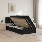 vidaXL Postelja z dodatnim prostorom za shranjevanje in vzmetnico Črna