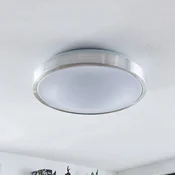 Lindby LED stropna svetilka Emelie, O 42 cm, barva aluminija, kovina - Dnevna soba/jedilnica - Sodobni - aluminij, bela barva