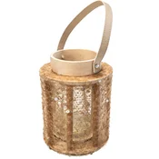 Lanterna z bleščicami NATUR GLAM 26 cm, naravna