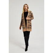 Womens cardigan with animal pattern MOODO - beige