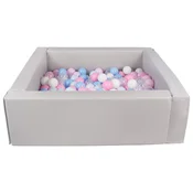 slomart Kvadratni bazen iz ekokože s 200 žogicami, 5 elementov (Barva bazena/žogic: siva/bela, prozorna, pudrasto modra/baby blue, pudrasto roza, roza (pastel), modra (pastel))
