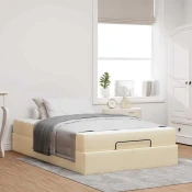 Okvir kreveta s madracem 2 pcs Krema tkanina