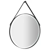 Okroglo ogledalo ORBITER z osvetlitvijo LED, usnjen pas, o 70 cm, mat črno - 70 cm - Sapho - ORBITER - 24 - Jeklo - Obroč - 700 - 700 - IP44 - 1950 - 20 - Illuminated mirrors;Framed mirrors - 14