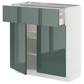 METOD / MAXIMERA Podni element s fiokom/2 vrata, bela/Kallarp tamna sivozelena visokog sjaja, 80x37 cm