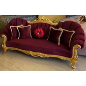 Casa Padrino luxury baroque sofa bordeaux red/gold - Magnificent living room sofa with rhinestones - Baroque furniture - Luxury living room furniture in baroque style - Noble & Magnificent