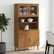 vidaXL huter Karamelna 90 x 35 x 100 cm Masivni bor in kaljeno steklo