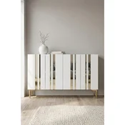 Hanah Home komoda Mia 120, 120 cm, bela / zlatna