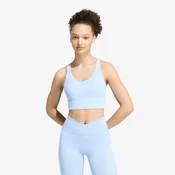 Modrček adidas 3 Stripes Studio All Me Light Support Bra Glow Blue XL