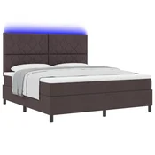 vidaXL vidaXL Postelja z vzmetnico in LED temno rjav 180x200 cm tkanina, (22083622)