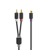 Nedis Stereo avdio kabel 2x RCA Hane RCA Hona Guldplaterad 0 20 m Okrogla antracit Lada