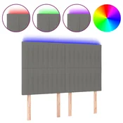 Vidaxl LED posteljno vzglavje temno sivo 144x5x118/128 cm blago