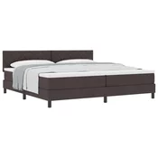 Vidaxl Postelja boxspring z vzmetnico Temno rjava 200 x 200 cm blago
