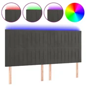 Vidaxl LED posteljno vzglavje temno sivo 160x5x118/128 cm žamet